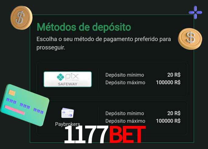 O cassino 1177Bet oferece uma grande variedade de métodos de pagamento
